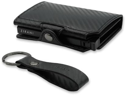 ZIRANI Porta Carte Di Credito Donna e Uomo, Portafoglio Slim in Fibra di Carbonio, Portatessere Anticlonazione, Portafoglio Anti Rfid, Portamonete, Tascabile, Schermato (Fibra di carbonio)