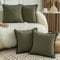 Mandioo 4er Set Neutralen Baumwolle Kissenbezug 45x45cm Herbst Quasten Dekorative Kissenbezüge Boho Sofakissen Dekokissen Kissenhülle für Couch Sofa Schlafzimmer Wohnzimmer Olivgrün