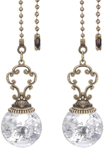 PATIKIL Ceiling Fan Pull Chain, 2 Pack 12 Decorative Ball Pendant Chain Extender Charm Extension Pull String for Ceiling Fans Light Lamp, Clear