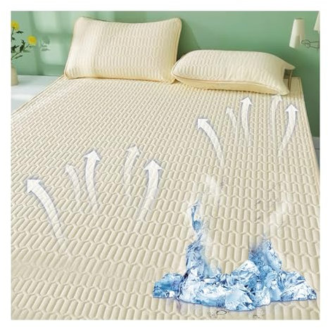 Kühlende Matratzenauflage, Kühlender Matratzenschutzbezug für Personen die im Schlaf Schwitzen, 150 X 200 cm Quadratisches Waschbares Latex Schlafmatten Set für den Sommer Hause im Studentenwohnheim(B