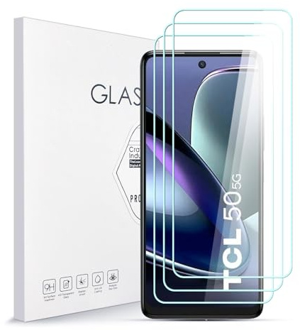 Asoway Protector de Pantalla para TCL 50 5G [3 Piezas] | Vidrio Templado Dureza 9H, Antiarañazos, Antihuellas, Sin Burbujas, Ultra Resistente, Fácil de Instalar
