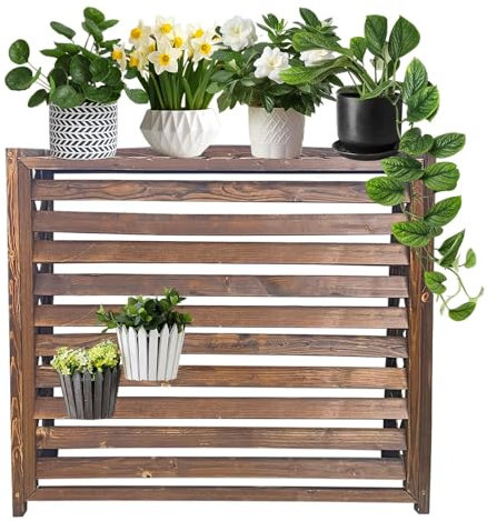 Cubre Aire Acondicionado Exterior Madera Cubierta Aire Acondicionado Proteger Del Sol Y La Lluvia Funda Para Aire Acondicionado Exterior Madera Vallas Terraza Estanterias Decorativas Plantas(86x35x80c