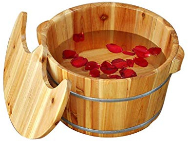 Generisch Fußwanne aus Holz mit Deckel - Massage Fußbad für Home Spa, Tanne Pediküre Schüssel - Fußbad Fass und Pediküre Fässer