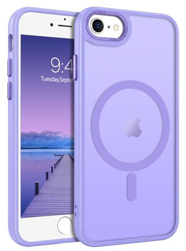 GUAGUA for iPhone SE 2022/2020 Case, Magnetic Phone Case for iPhone 6/6S/7/8, Compatible with MagSafe Translucent Shockproof Protective Phone Case iPhone SE 3rd/2nd 4.7'' for Girls Women, Light Purple