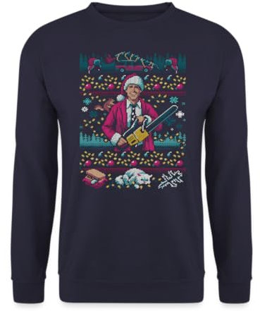 Unibly Beautiful Gift Clark Griswolds Chainsaw Christmas Jumper, navy blue, M