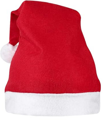 Trimming Shop 1 x klassische rote und weiße Weihnachtsmannmütze für Erwachsene – weicher und warmer Filz-Weihnachtsmütze, Kostüm-Outfit, Wichteln, Kopfbedeckung, Accessoire, Kollegen, Mitarbeiter,