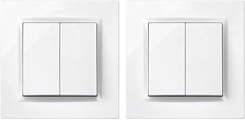 SIMON - Interruptor Conmutador Doble, Serie Simon 10, 230V, Interruptor de Pared Interior, Fácil de Instalar, Incluye Marco, Tapa y Mecanismo, Color Blanco (Paquete de 2)