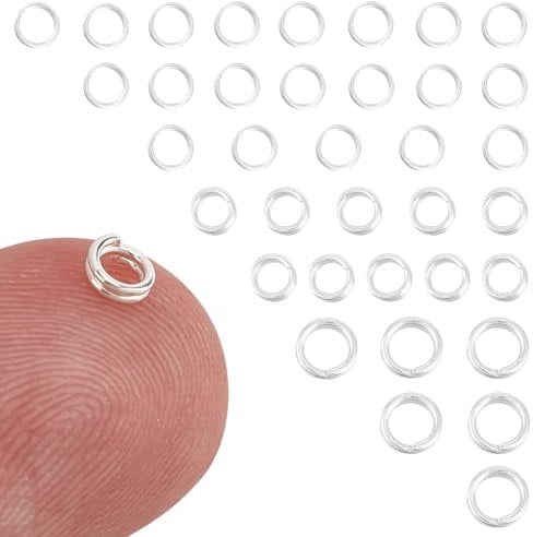 DELORIGIN 36Pcs 925 Sterling Silver Jump O Rings 3/4mm Charm Holder Findings Jewelry Making Round Ring S925 Silver Split Connector for DIY Necklace Bracelets Making Pendant Lock Ring