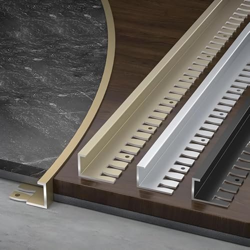 Raouoae Profilo Terminale C per Piastrelle 90 Cm* 3 Pezzi Protezione Angolare Pieghevole in Alluminio Anodizzato per Giunti Piastrelle Pavimenti E Bordi Pareti(Champagne,High:8.6mm)