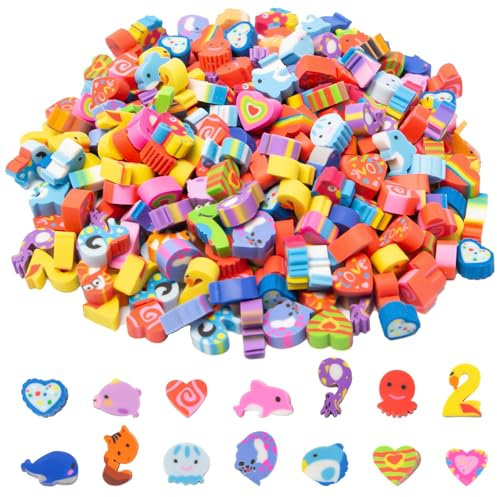 Sxutop 300 Stück Mini Radiergummis Kinder Neuheit Radierer Tiere Kleine Radier Niedliche Schule Bleistift Radiergummi Set Mitgebsel Kind Schulbedarf für Kinder Hausaufgaben Und Geschenke