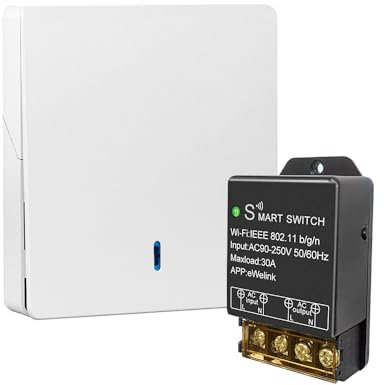 Ewelink 30 A Hight WIFI Interruptor inteligente 220 V 230 V, mando a distancia por aplicación con mando a distancia RF de 2,4 g, modo de bricolaje inalámbrico para domótica, compatible con Alexa y