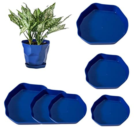Veesper 6PCS Plant Pot Saucers, Blue, Indoor/Outdoor, Round, Polypropylene (PP), Drainage Collection