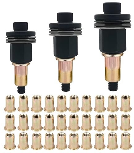 BAPPKON 3-teiliges Nietmutternzangen-Set, 30-teiliges metrisches Nietmuttern-Set, für M8、M10、M12 Nietzange, Kohlenstoffstahl Nietmuttern, Nietzangen Werkzeugset, für manuelle Nietmutter Werkzeug