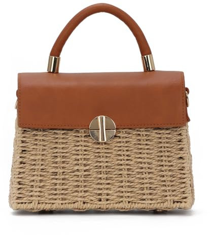 LHHMZ Sac à bandoulière en paille pour femmes, Sacs à main de plage d'été, Fourre-tout de vacances tissé, Petits sacs carrés