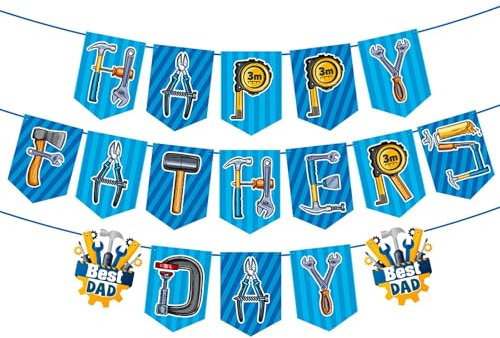 Wimpelkette zum Vatertag, blau, Happy Fathers Day, Girlande, Party-Dekorationen für Vatertag, Partyzubehör, Fotohintergrund, beste Vatergeschenke von Sohn und Tochter
