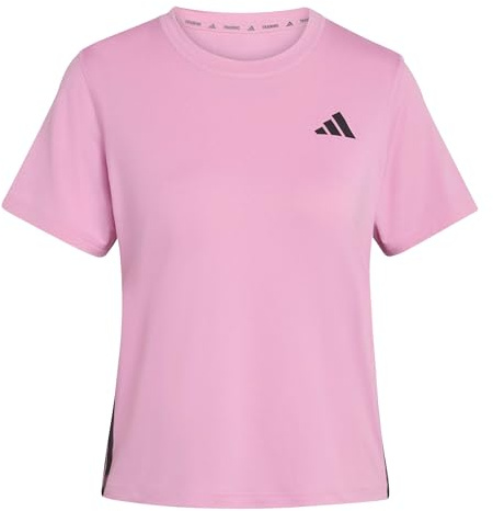 adidas Women's Train Essentials 3-Stripes Workout T-Shirt, st Tropic Bloom/Black, L