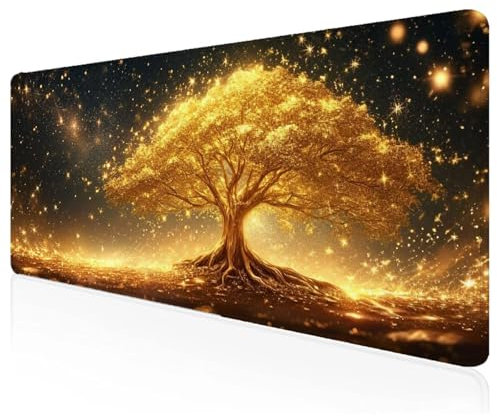 Jaune Tapis de Souris Les Arbres Tapis Souris XXL 1000x500x3mm,Mousepad à Bords Cousus,Lavable Desk Mat Antidérapant pour PC Bureau et Gaming Accessoire,Vitesse et la Précision Améliorées S-84