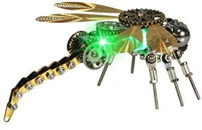 3D Metall Puzzle 260 Stück + leuchtendes Libellenmodell - 3D Puzzle handgefertigte Kunsthandwerkssammlung, DIY-Montagesätze zum Bauen für Erwachsene mit Nachtlicht(Libelle)
