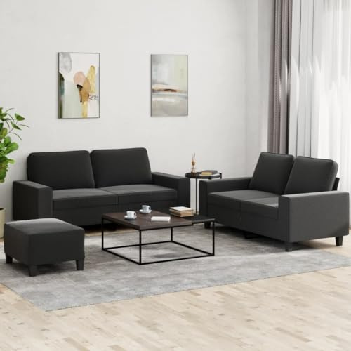 WEMYUFURN 3-Sitzer Sofa mit Hocker L-Form Eckcouch Wohnzimmer Garnitur Modern Bequem Strapazierfähig Grau