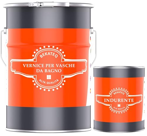 BEKATEQ Vernice per vasche da bagno 1kg Nero | Rivestimento bicomponente lucido per acrilico, smalto, vetroresina, lavandini, piatti doccia, piastrelle da parete e da pavimento LS-410