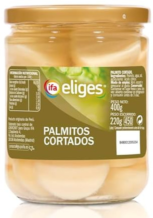 Palmitos Cortados, Geschnittene Palmherzen im Glas, 400g, 4er Pack