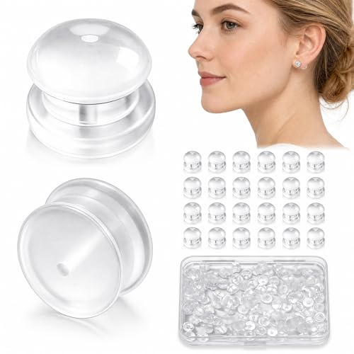 100 PCS Silicone Earring Backs for Studs,5mm*6mm | Clear Rubber,Storage Box,Women's DIY Jewelry Supplies,for Sports,School,Fitness,Live,Outdoor Activities and Parties