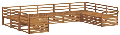 vidaXL Sofagarnituren 9 pcs Natur Massivholz Akazie, Gartenmöbel, modernes Outdoor-Sofa, Robustes Set, Lounge-Sitz, Terrasse, Komfort für Dein Zuhause
