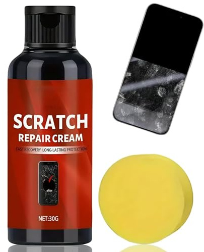 30G Screen Scratch Remover Paste & Polishing Kit,Lens Scratch Remover with Sponge,Phone Screen Scratch Repair Kit,Gentle Polishing & Quick Fix Cream,Repair Scratches for Phone,Glasses,Watch Glass