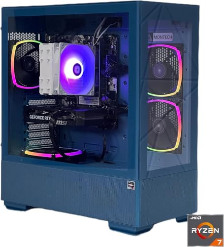 Blue Sky Two Gaming PC, Ryzen 9 5900X, RTX 5060 8GB, 32GB RAM, 1TB SSD, Windows 11 Pro, RGB Lighting, Blue Case