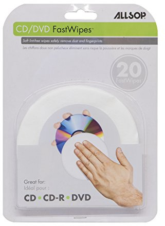 Allsop CD and DVD FastWipes, lint-free wipes for cleaning DVD, CD, PS1, PS2, XBOX & XBOX 360 Discs