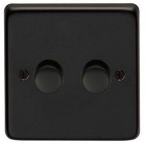 Double 400W Dimmer Switch - Matt Black