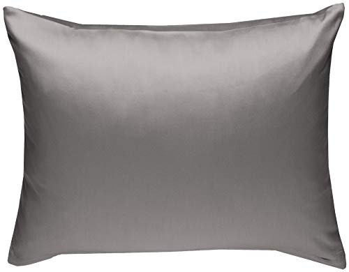 Bettwaesche-mit-Stil Mako-Satin Baumwollsatin Bettwäsche Uni einfarbig zum Kombinieren (Kissenbezug 70 cm x 90 cm, Dunkelgrau) viele Farben & Größen