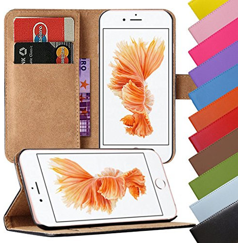 Eximmobile Book Case Handyhülle für Apple iPhone 4S Gelb Handytasche Kartenfach Etui