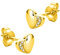 Orovi Schmuck Damen Diamant Herz–Ohrstecker mit 8 runden natürlichen Diamanten in einer Krappen Fassung Zeitlose klassische Ohrringe aus Gelbgold 9 Karat (375) Gold