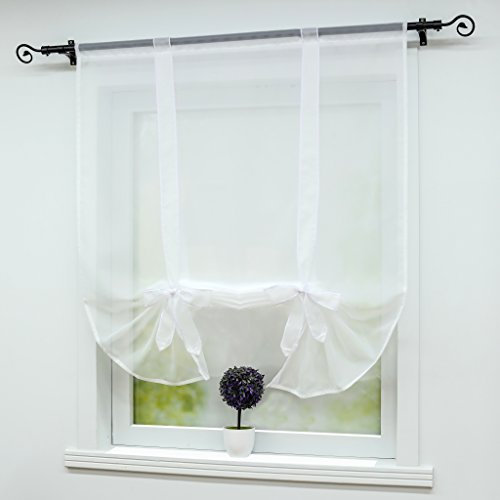 Joyswahl Raffrollo Voile Raffgardinen mit Tunnelzug Nina Bindegardine BxH 100x140cm Weiß 1er Pack