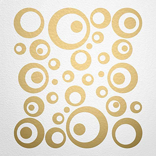 WANDfee Wandtattoo Kreise Punkte 50 FARBWUNSCH I gold I Wandaufkleber Aufkleber Kinderzimmer Fliesenaufkleber Badezimmer Küche