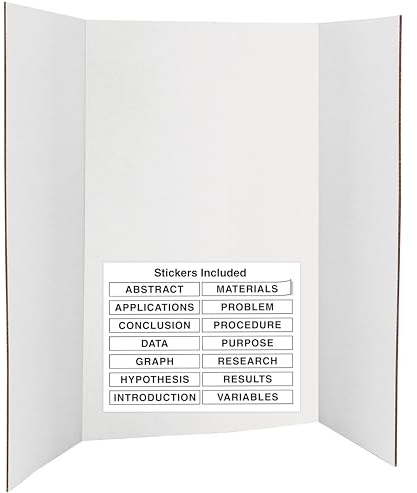 Emraw Tableau de présentation à trois volets blanc 91,4 x 122,9 cm en carton ondulé léger et portable avec surface lisse, idéal pour les projets scolaires et les présentations professionnelles