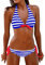 Tuopuda Costumi da Bagno Donna Bikini Due Pezzi Push Up Imbottito Righe Halter Top Reggiseno con Slip Costume Mare Coordinati Sexy Spiaggia Regolabile Brasiliana Bikini Set Estivi Beachwear, Blu, L