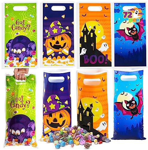 JOYIN 72 Stück Halloween Süßes oder Saures Taschen in 4 Designs für Süßes oder Saures, Halloween Party Favors, Event Party Supplies, Halloween Goodie Bags
