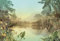 Komar Vlies Fototapete LAC TROPICAL | Tapete, XXL, Dekoration, Jugendstil, Schlafzimmer, Wohnzimmer, Büro, Flur | Größe 400 x 270 cm (Breite x Höhe) | HX8-049