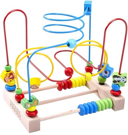 Jaques of London Activity Cube | Premium Wooden Activity Cube for Toddlers with Bead Maze and Abacus | Fun and Educational Bead Maze Toy | Wooden Activity Table for Early Learning | Since 1795