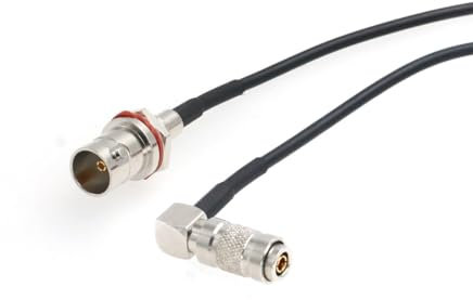HangTon 3G SDI Adapter Cable Bulkhead Female BNC to DIN 1.0/2.3 Mini BNC for Blackmagic Video Assist Monitor, Hyperdeck Shuttle (1m, Right Angle DIN 1.0/2.3 to Female BNC)