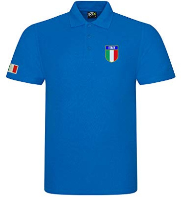 Super Lemon Polo de rugby Italie – Bleu rétro vintage pour homme et femme | Tailles XS à 7XL | Parfait pour les fans de rugby italien, 6 nations et coupe du monde, bleu, XS