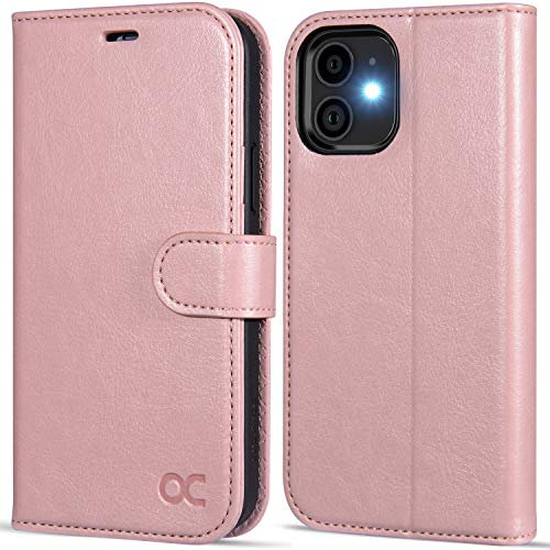 OCASE Custodia iPhone 12 PRO, Cover iPhone 12 Interno TPU Antiurto Portafoglio [RFID Blocking] [Carta Fessura] [Supporto Stand] Custodie in Pelle per iPhone 12/12 PRO (6,1 Pollici) - Rosa