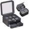 ROTHWELL Geschenkset 6 Slot Leder Uhrenbox und 2 Uhren Reiseetui - Luxus Uhrenetui Organizer, Aufbewahrungsboxen Halter Glasdeckel (Schwarz/Grau Geschenkset)
