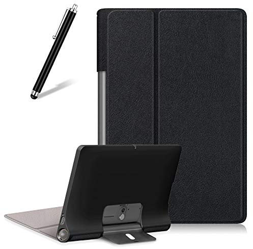 Artfeel Custodia per Lenovo Yoga Smart Tab/Yoga Tab 5 YT-X705F 10.1,Sottile Leggero Pelle Cover Pieghevole Supporto Regolabile Multi-Anglo Caso Slim Flip Folio Tablet Copertura,Nero