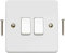 Body-Plus Interruptor de luz de 2 vías de 2 bandas – Interruptores de luz de borde curvado eléctrico blanco con tornillos – Interruptor de doble pared de 230 V para el hogar, oficina, garajes, etc