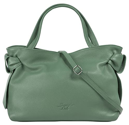Samantha Look Handtasche Echt Leder Damen 021331 Made in Italy, Stilvolle Leder Tasche mit Reißverschluss, Einsteckfächern und Tragehenkeln, Smartphonefach