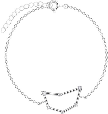 Löb Damen Armband 925 Silber Sternzeichen Steinbock Stern Glitzer Zirkonia Stein Flach Schlicht Dünn Zart Schmal