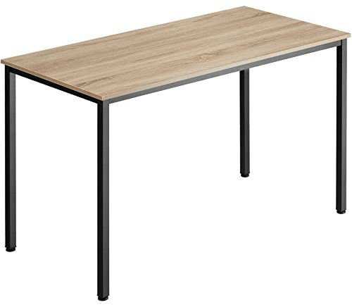 tectake® Industrial Schreibtisch, Tisch 120 x 60 x 75,5cm, Esstisch, Bürotisch, Computertisch, PC Tisch, Tisch Wohnzimmer, Gaming Desk, Möbel für Arbeitszimmer - Industrial Holz Hell, Eiche Sonoma